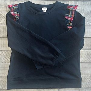 J. Crew Ruffle Sleeve crew neck sweatshirt